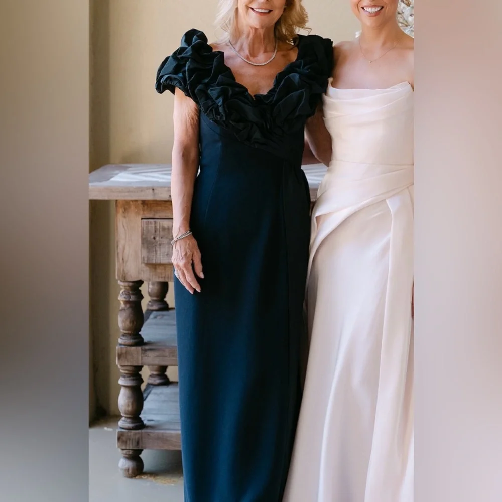 Rickie Freeman for Teri John - A-Line Ruffle Taffeta and Crepe Gown - Picture 7 of 7